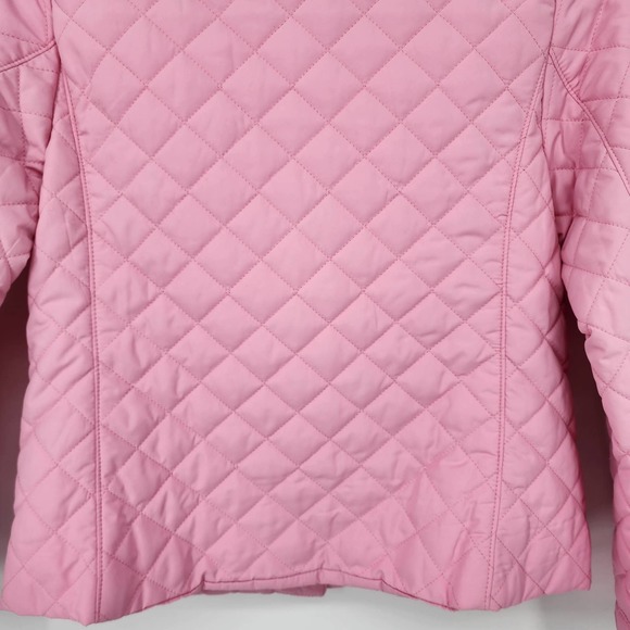 Jones New York Quilted Jacket SP Diamond Barbiecore Lightweight Button Pink Gold - Picture 8 of 12